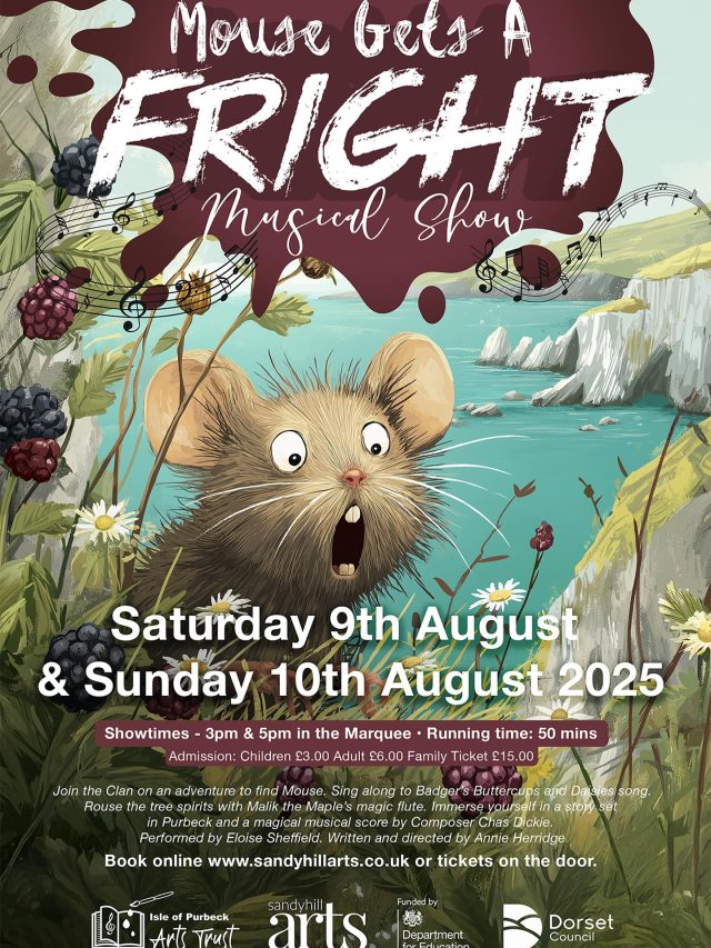 Calling all parents , grandparents , children ! ‘Mouse gets a fright’ , a musical show for children written by local author Annie Herridge,  is being performed today and tomorrow at 3pm and 5pm. Tickets on the door or online £15 family ticket , £6 adult , £3 child.  Sandyhillarts.co.ukWoodland craft workshops running £6 per child.The Woodland Clan trail is completely free with activity booklet and runs every day 10-4pm.Find us next to the steam railway in Corfe Castle.#familytime❤️ #musicaltheatre #woodlandclan