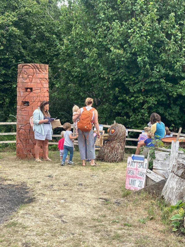 So wonderful to welcome so many families to our amazing free Woodland Clan activity trail and our children’s craft workshops . On Saturday 9 and Sunday 10 August we are running workshops at 10.30 and 1pm £6 child , adult free. There are performances of our musical show ‘Mouse Gets A Fright ‘ at 3pm and 5pm on both days . Tickets £15 family , £6 adult , £3 child . Book online @sandyhillarts.co.uk or pay on the door. The Woodland Clan trail is free and runs all day 10-5pm until 1 September. Visit the Corfe Castle pottery , the Boilerhouse Gallery , our art exhibition and our artist studios on site for free . Bring a picnic . Á wonderful day out for all the family .