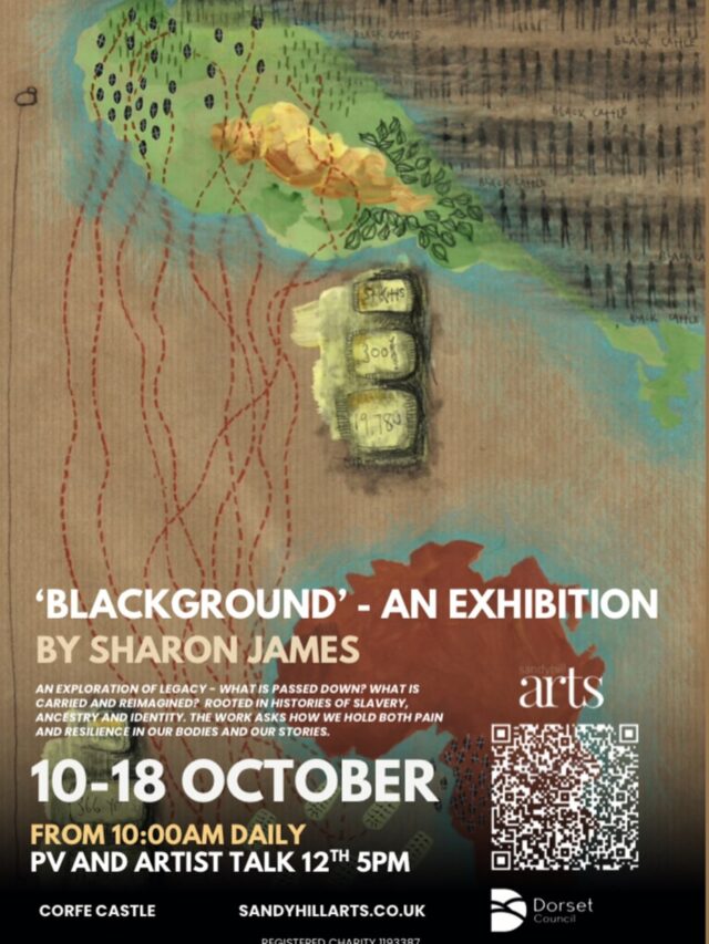 This afternoon at 5pm , Sharon James will be in conversation with Melissa Viney about her work , to mark the opening of her exhibition ‘Blackground.’ All welcome . Free admission . Come and join us .